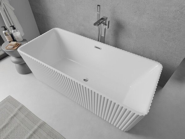 Mexen Nila voľne stojaca ryhovaná vaňa 170 x 75 cm, biela, prepad chróm - 52841708000-01
