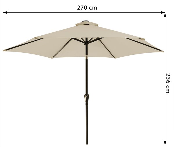 LED slnečník Miami Ø270 cm - béžový