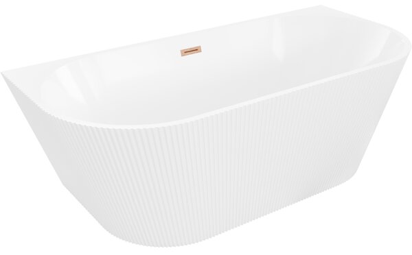 Mexen Oris voľne stojaca priestorová vaňa ryhovaná 150 x 75 cm, biela, prepad mosadz brúsená - 52871507500-65