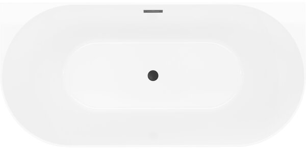 Mexen Oval Slim voľne stojaca nástenná vaňa 170 x 80 cm, biela/čierna, preliv čierny - 52661708075-70