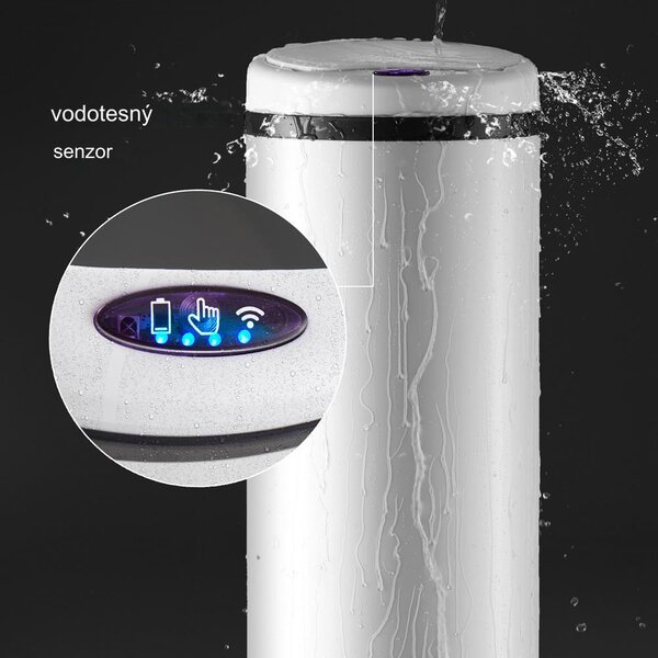Bezdotykový odpadkový kôš s USB 30 L - biely