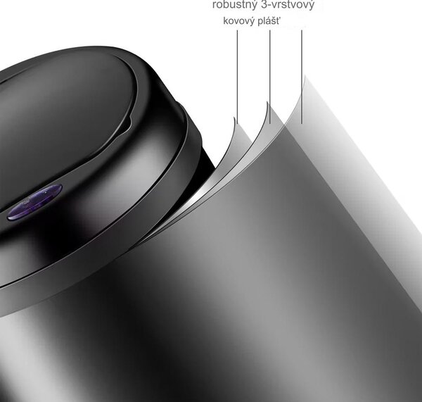 Bezdotykový odpadkový kôš s USB 30l - čierny