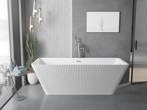 Mexen Tava voľne stojaca vaňa ryhovaná 170 x 75 cm, biela, prepad chróm - 52851707500-01