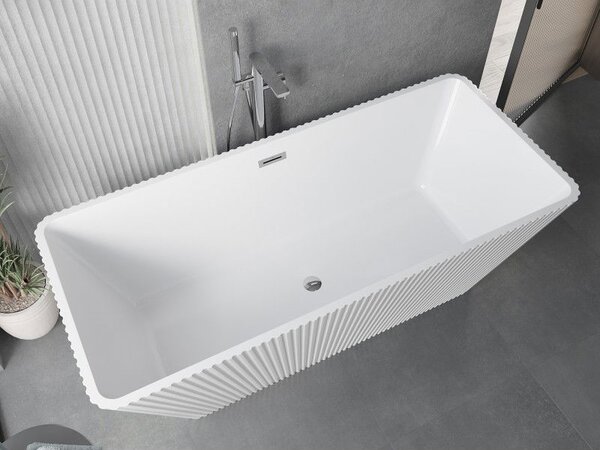 Mexen Tava voľne stojaca vaňa ryhovaná 170 x 75 cm, biela, prepad chróm - 52851707500-01