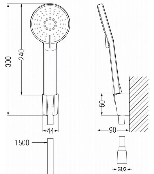 Mexen Zero R40 vaňová batéria so sprchovou súpravou, chróm - 7113R40-00