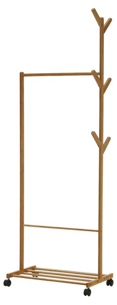 KONDELA Pojazdný vešiak, bambus, šírka 60cm, VIKIR TYP 1