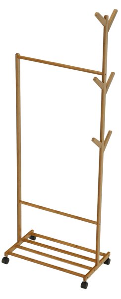 KONDELA Pojazdný vešiak, bambus, šírka 60cm, VIKIR TYP 1