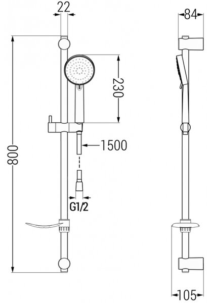 Mexen Kama DS75 sprchová sada, čierna - 72504DS75-70