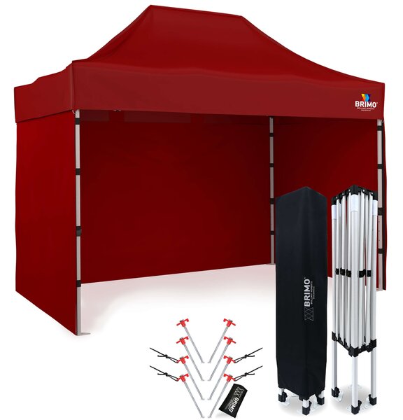 BRIMO Nožnicový stan 2x3m - s 3 stenami - Červená