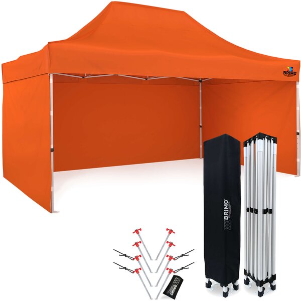 BRIMO Nožnicový altánok 3x4,5m - s 3 stenami - Oranžová