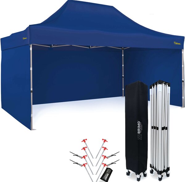 BRIMO Nožnicový altánok 3x4,5m - s 3 stenami - Modrá
