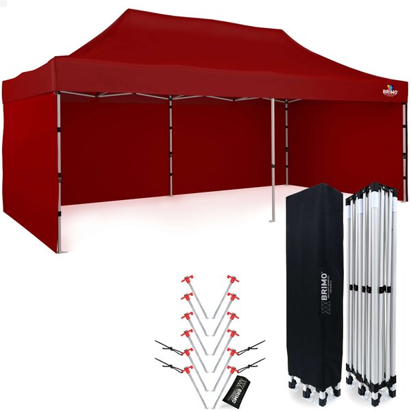BRIMO Párty stan 3x6m - s 3 stenami - Červená