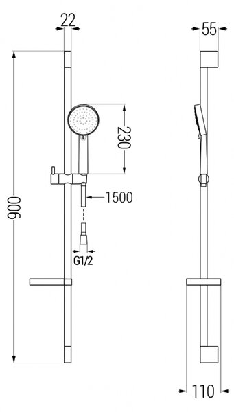 Mexen sprchový set DS75, chróm, 785754583-00