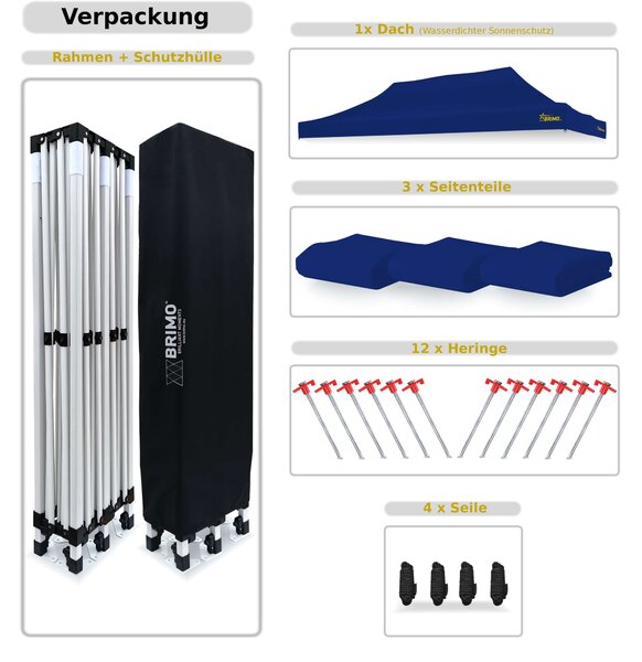 BRIMO Párty stan 3x6m - s 3 stenami - Biela