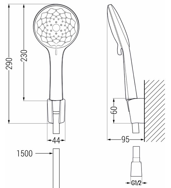Mexen Sabre R74 vaňová batéria so sprchovou súpravou, chróm - 7213R74-00