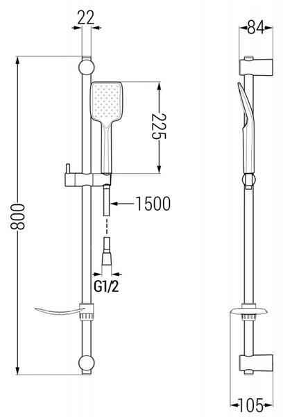 Mexen Sabre DF62 sprchová sada, čierna - 72104DF62-70