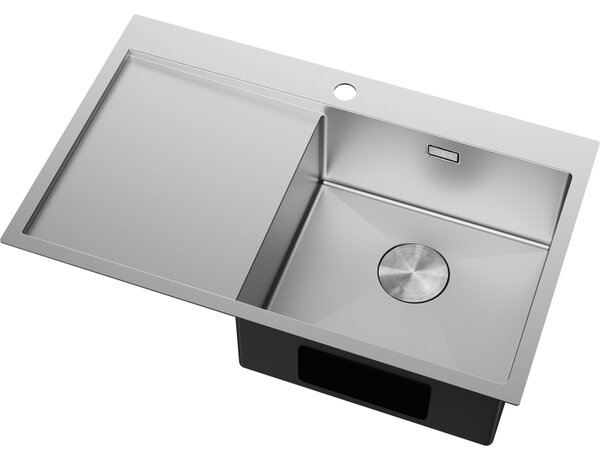 Mexen Exar oceľový kuchynský drez s 1 komorou a odkvapkávačom, pravý 780 x 480 mm, inox - 6434781010P-01