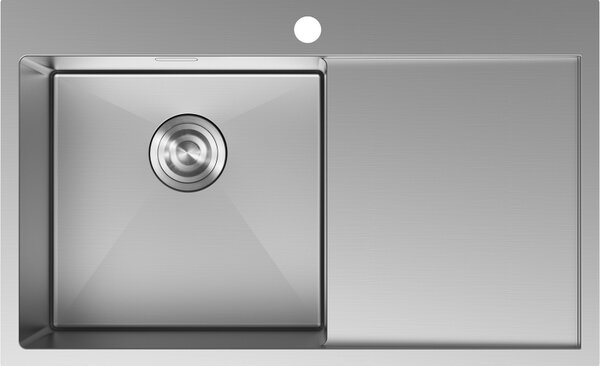 Mexen Exar, 1-komorový nerezový drez s odkvapkávačom, ľavý, 780 x 480 mm, brúsená oceľ, 6433781010L-01