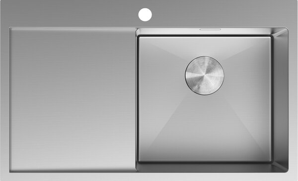 Mexen Exar oceľový kuchynský drez s 1 komorou a odkvapkávačom, pravý 780 x 480 mm, inox - 6434781010P-01