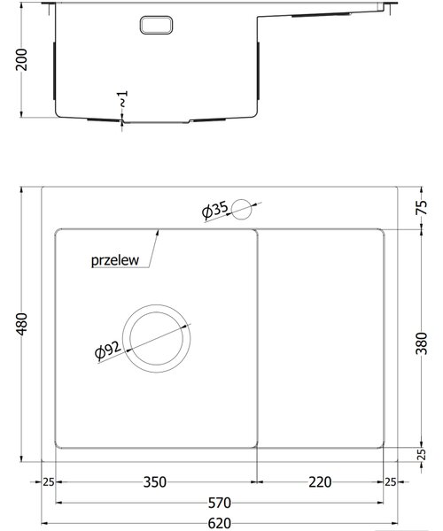 Mexen Exar, 1-komorový nerezový drez s odkvapkávačom, ľavý, 620 x 480 mm, brúsená zlatá, 6431621005L-55