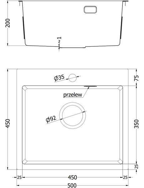 Mexen Solix, 1-komorový nerezový drez 500 x 450 mm, brúsená meď, vzor voština, 6402501000-65HC