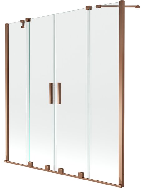 Mexen Velar Duo vaňová zástena, 2-krídlová posuvná, 160 x 150 cm, transparentná, ružové zlato - 896-160-000-02-60