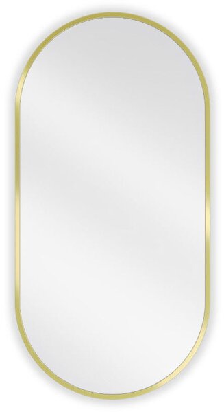 Mexen Loft oválne kúpeľňové zrkadlo 80 x 40 cm, zlatý rám - 9851-080-040-000-50