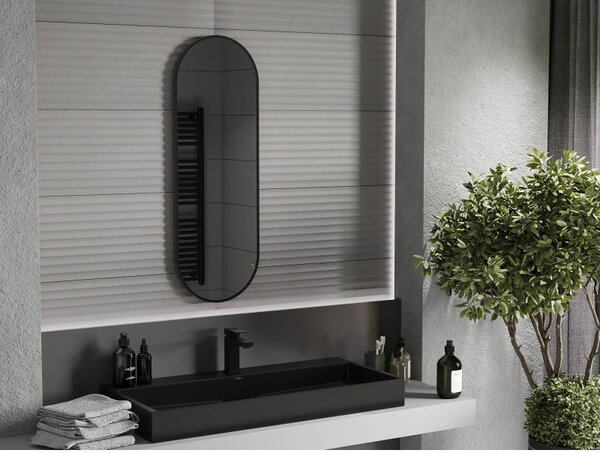 Mexen Loft oválne zrkadlo do kúpeľne 100 x 35 cm, čierny rám - 9851-100-035-000-70