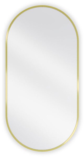 Mexen Loft oválne kúpeľňové zrkadlo 90 x 45 cm, zlatý rám - 9851-090-045-000-50