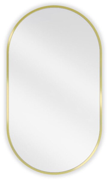 Mexen Loft oválne kúpeľňové zrkadlo 80 x 45 cm, zlatý rám - 9851-080-045-000-50