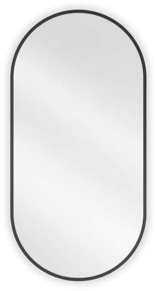 Mexen Loft oválne kúpeľňové zrkadlo 90 x 45 cm, čierny rám - 9851-090-045-000-70