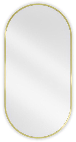 Mexen Loft oválne kúpeľňové zrkadlo 100 x 50 cm, zlatý rám - 9851-100-050-000-50