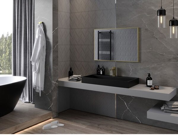 Mexen Loft obdĺžnikové kúpeľňové zrkadlo 90 x 60 cm, zlatý rám - 9852-090-060-000-50