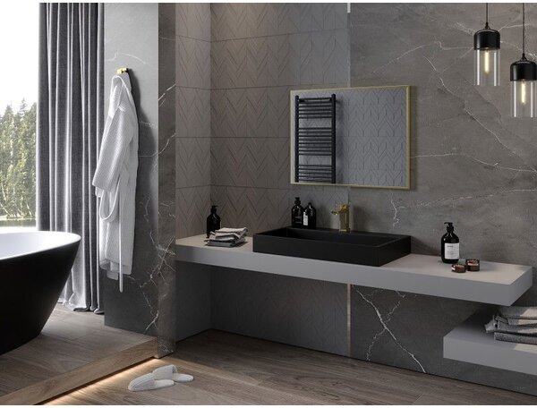 Mexen Loft obdĺžnikové kúpeľňové zrkadlo 80 x 60 cm, zlatý rám - 9852-080-060-000-50