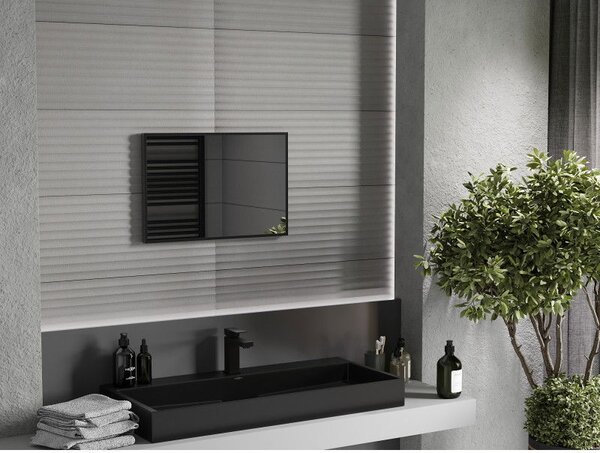 Mexen Loft obdĺžnikové kúpeľňové zrkadlo 60 x 40 cm, čierny rám - 9852-060-040-000-70