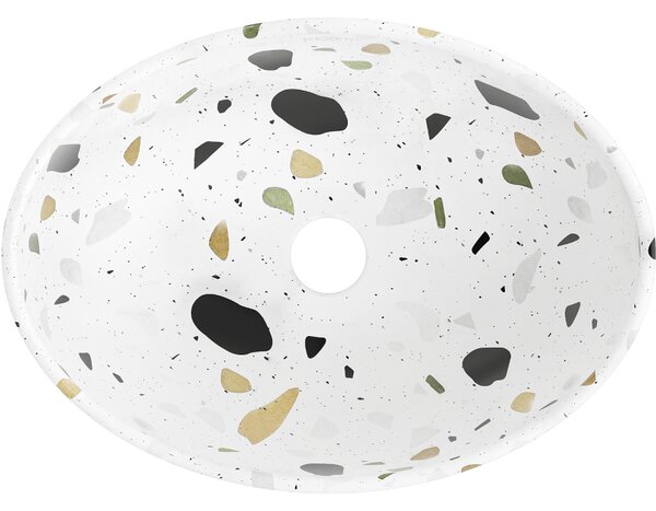 Mexen Elza, umývadlo na dosku 455x325x135 mm, biela-vzor terazzo, 21014083