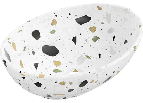 Mexen Elza, umývadlo na dosku 455x325x135 mm, biela-vzor terazzo, 21014083