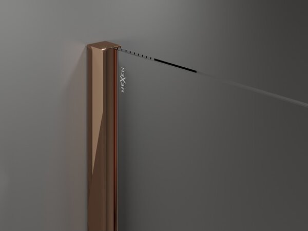 Mexen Velar Duo, posuvné sprchové dvere do otvoru 140 cm, 8mm šedé sklo, ružové zlato, 871-140-000-42-60