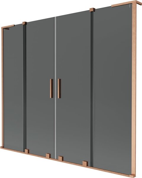 Mexen Velar L Duo vaňová zástenia 2-dielna zasúvacia 170 x 150 cm, grafit, kefovaná meď - 896-170-003-42-65