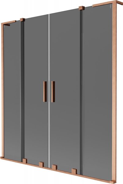 Mexen Velar L Duo vaňová zástena 2-krídlová posuvná 150 x 150 cm, grafit, brúsená meď - 896-150-003-42-65