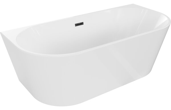 Mexen Oval samostatne stojaca vaňa pri stene 180 x 80 cm, biela, čierny prepad - 52671808000-70