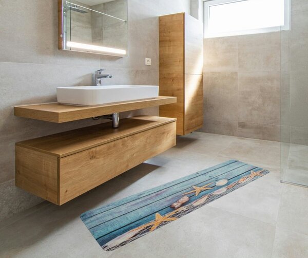 Apextextil , Protišmyková 3D predložka More, 60x180, modrá, kúpeľňa
