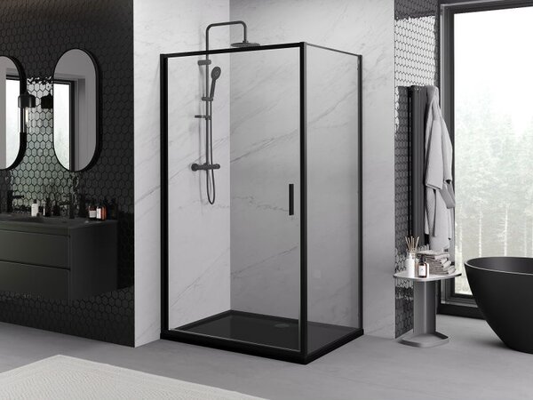Mexen Exo výklopná sprchová kabína 100 x 90 cm, transparentná, čierna - 817-100-090-70-00