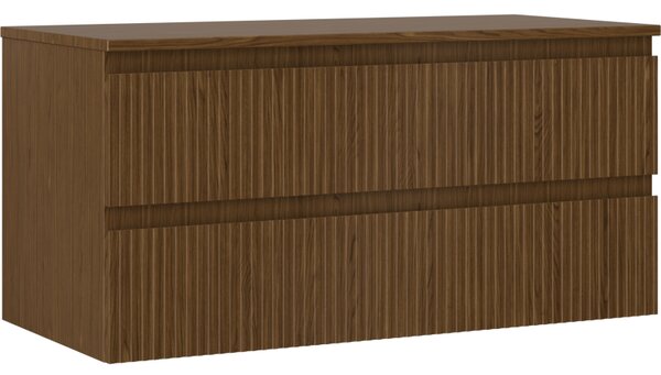 Mexen Rivel kúpeľňová skrinka pod umývadlo 100 cm s doskou, 2 zásuvky, ryhovaná, orech - 91A20-10047-2-BFFC86