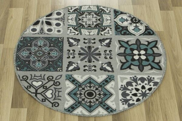 Protišmykový koberec Patchwork tyrkysový