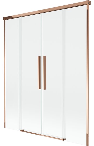 Mexen Rox vaňová zástenka 2-krídlová posuvná 160 x 150 cm, transparentná, ružové zlato - 8C9-160-002-60-00