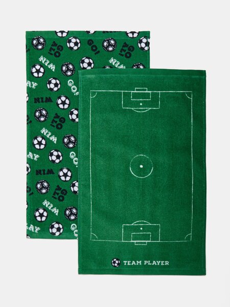 Sinsay - Súprava uterákov s futbalovým motívom 2 pack - zelená
