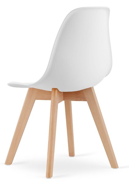 Jedálenský set 1 + 4, stôl RAMOD 100x60 cm biely/dekor dub + biela stolička KITO