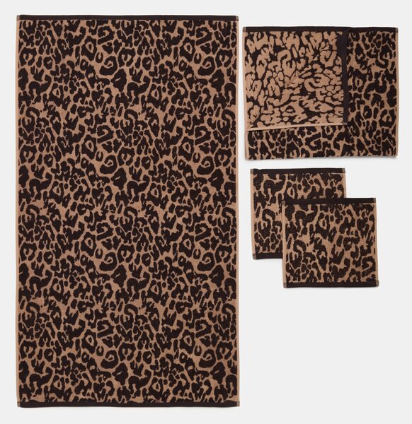 Sinsay - Bavlnené uteráky s leopardím vzorom 2 pack - hnedá