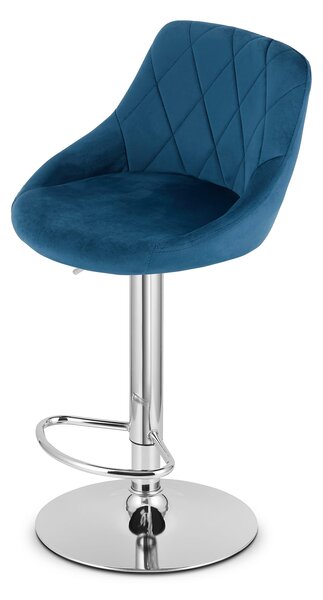 Modrá barová stolička VELVET KAST